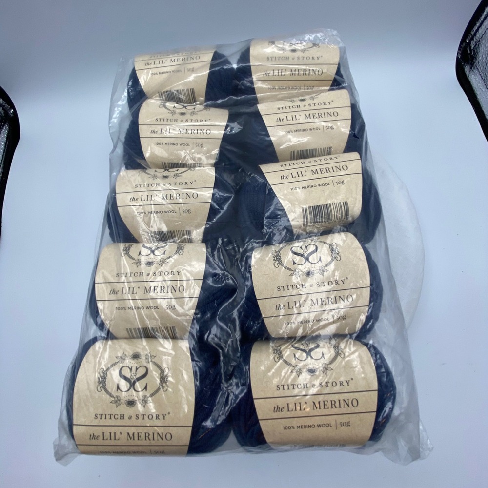 Stitch & Story 10x50g The Lil Merino Wool Yarn Graphite Blue Lot 8004 Shade 504